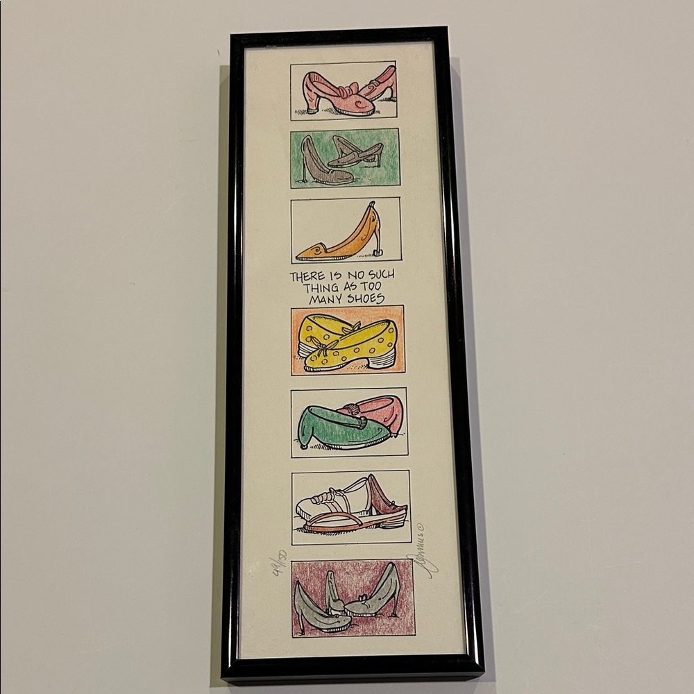 Vibrant Shoe Illustration Framed Art Print Numbered And Artist Signed